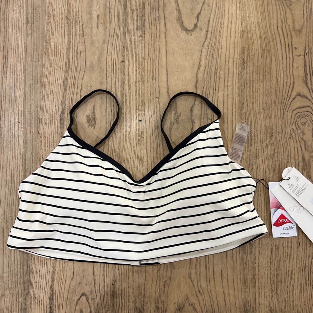 CALIA by Carrie Underwood White and Black Striped Bikini Top XXL